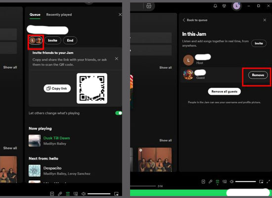 remove friends on spotify jam desktop