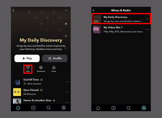 save tidal my daily discovery playlist on mobile