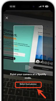 scan spotify code via select from photos on mobile