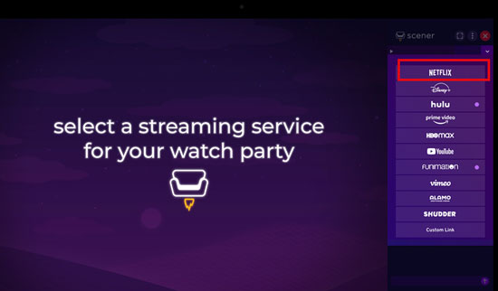 select netflix to watch together on scener