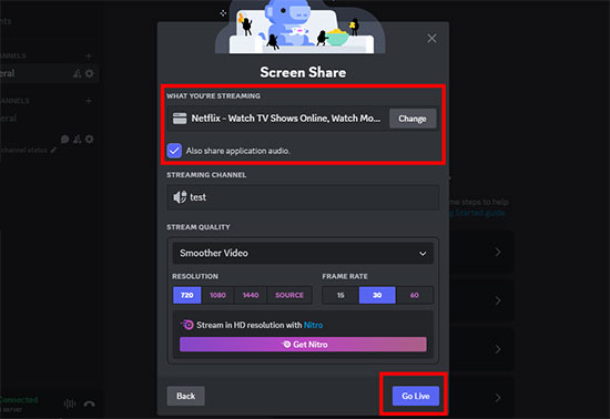 screen share netflix tab on discord