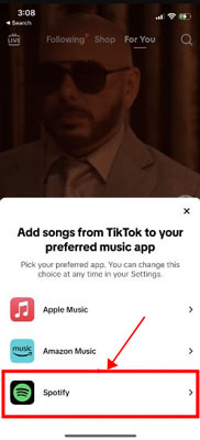 set spotify as default music app on tiktok