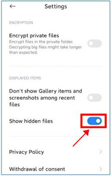 show hidden files on android file manager settings