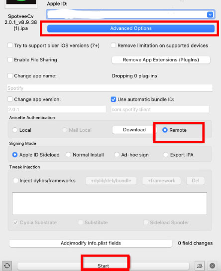 sideloadly advanced options