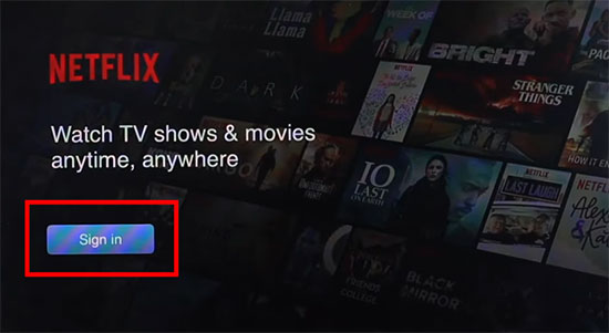 sign in netflix on hotel apple tv