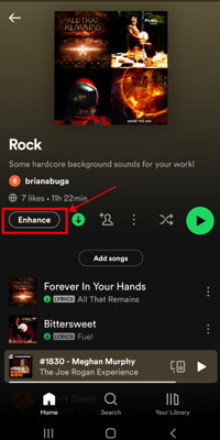 turn on spotify enhance on mobile