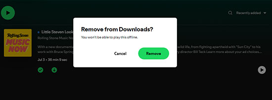 spotify remove downloaded podcast