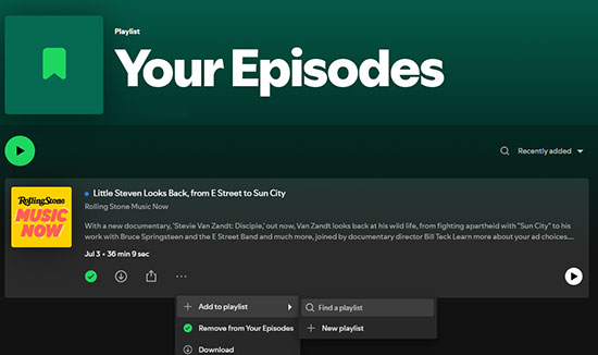 remove podcast episodes from spotify