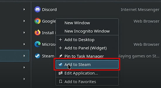 add chrome to steam on steam deck desk mode