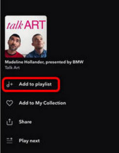 add tidal podcasts to playlist mobile