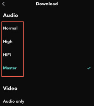 select tidal download audio quality