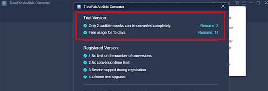 trial version of tunefab audible converter
