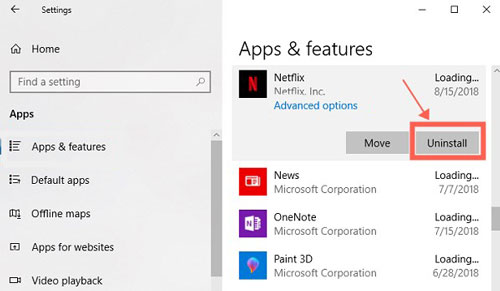 uninstall and reinstall netflix app on windows pc