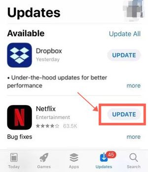 update netflix app on android and ios