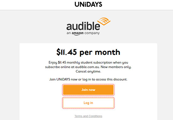 verify audible student discount on unidays