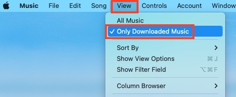 view only downloaded music on apple music mac