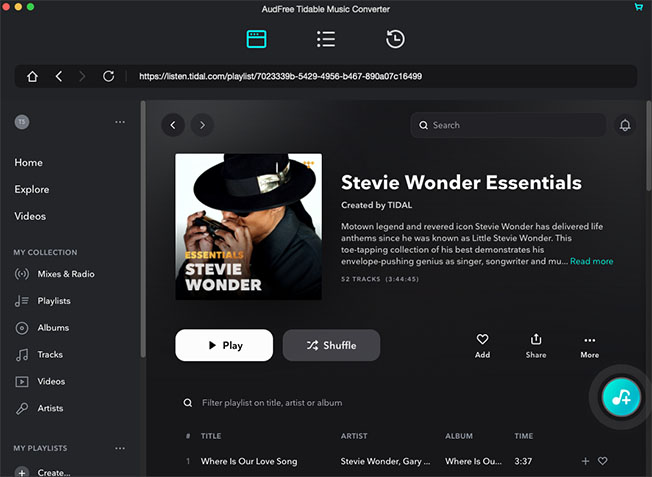 load tidal songs to audfree